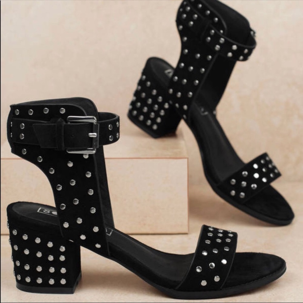 SOL SANA PORTER HEEL IN STUDDED BLACK SUEDE